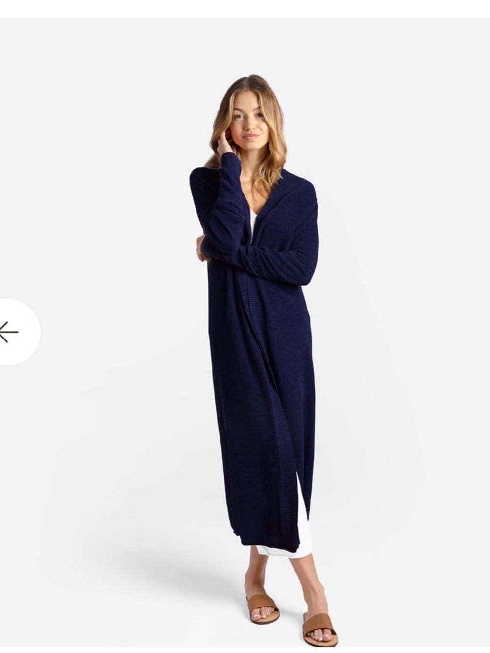 Lightweight Long Open-Front Cardigan - Navy